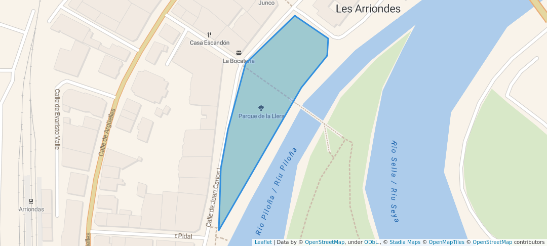 walking in Parque de la Llera map in Arriondas