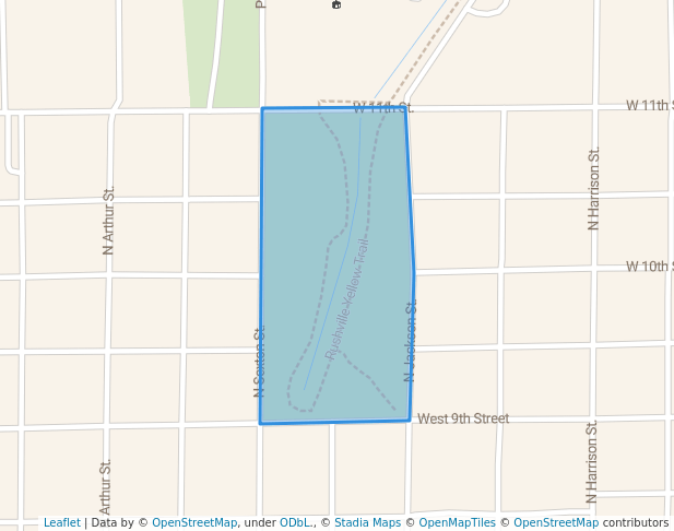 walking in South Veterans Memorial Park map in Rushville