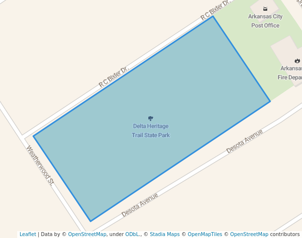 walking in Delta Heritage Trail State Park map in Arkansas City