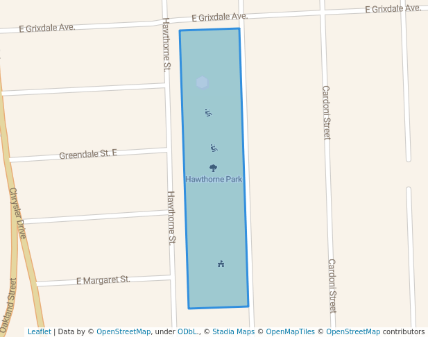 walking in Hawthorne Park map in Highland Park