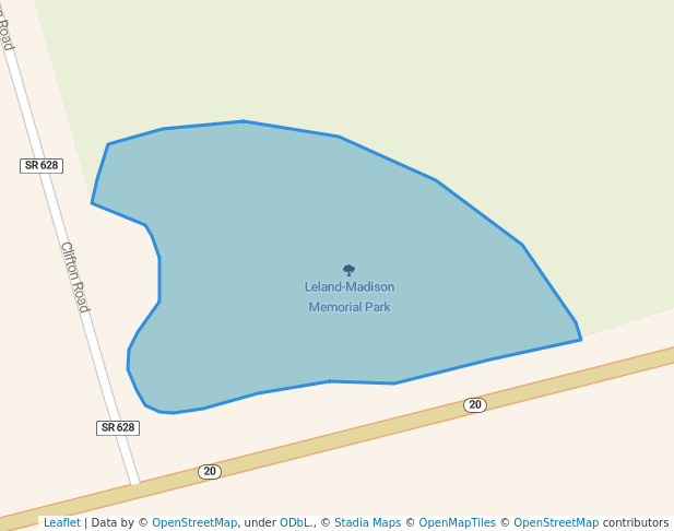 walking in Leland-Madison Memorial Park map in Rapidan