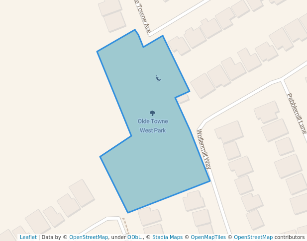 walking in Olde Towne West Park map in Russell