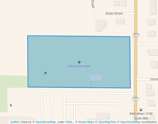 walking in LDS Church field map in Magna