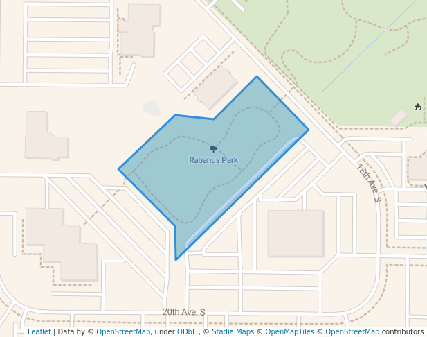 walking in Rabanus Park map in Fargo