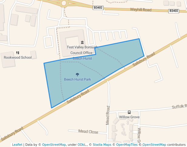 walking in Beech Hurst Park map in Andover