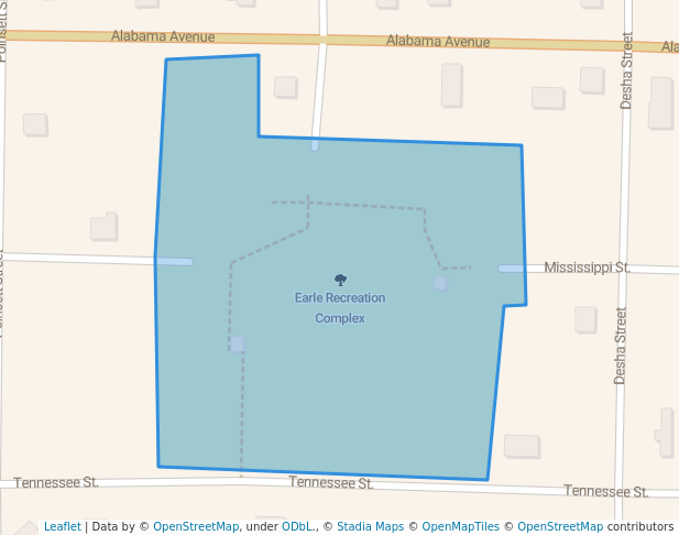 walking in Earle Recreation Complex map in Earle
