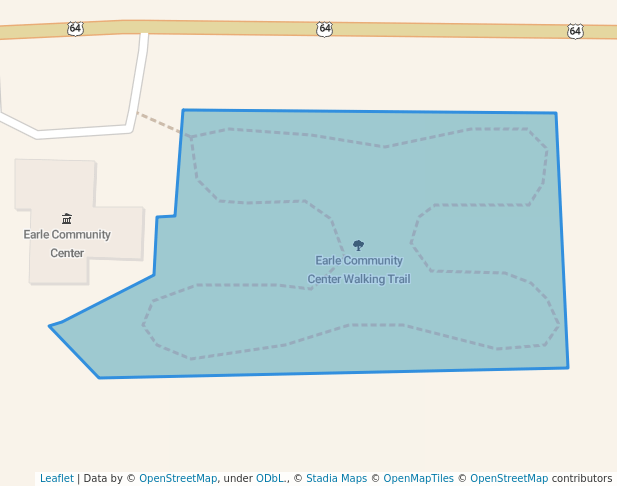 walking in Earle Community Center Walking Trail map in Earle