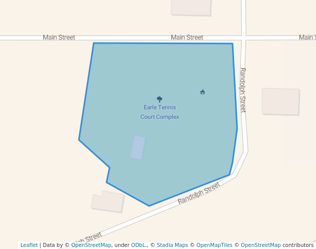 walking in Earle Tennis Court Complex map in Earle