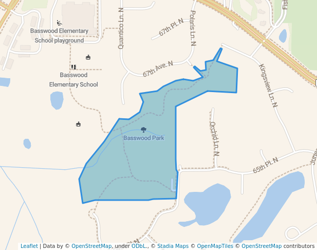 walking in Basswood Park map in Osseo