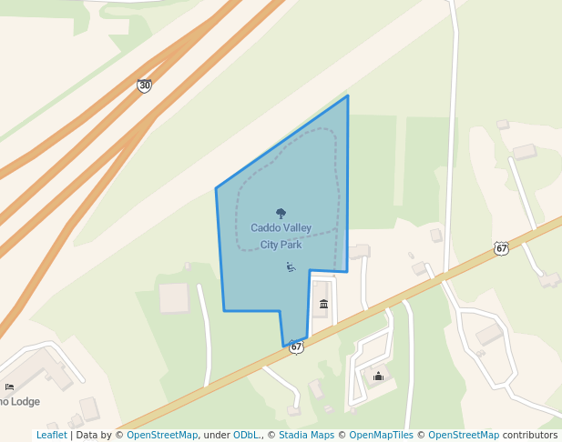 walking in Caddo Valley City Park map in Arkadelphia