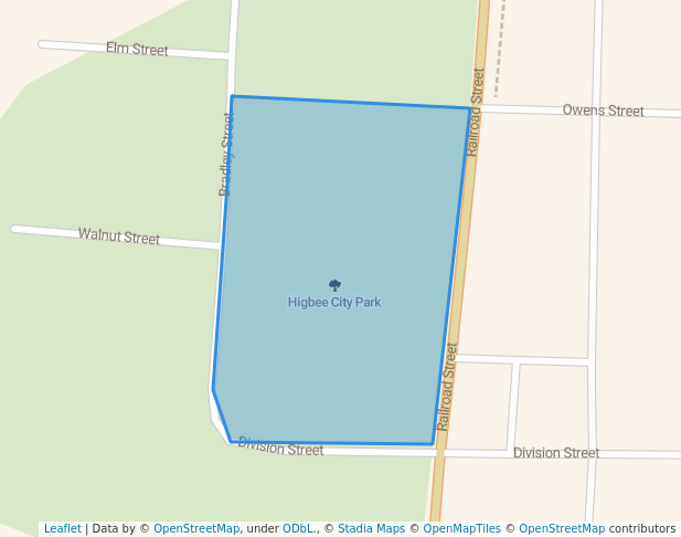 walking in Higbee City Park map in Higbee