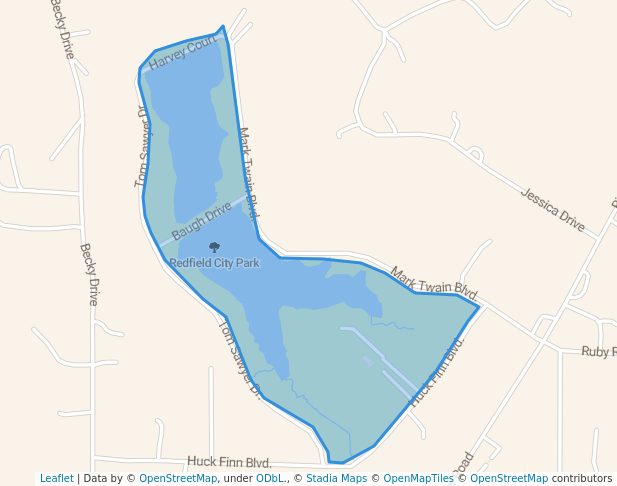 walking in Redfield City Park map in Redfield