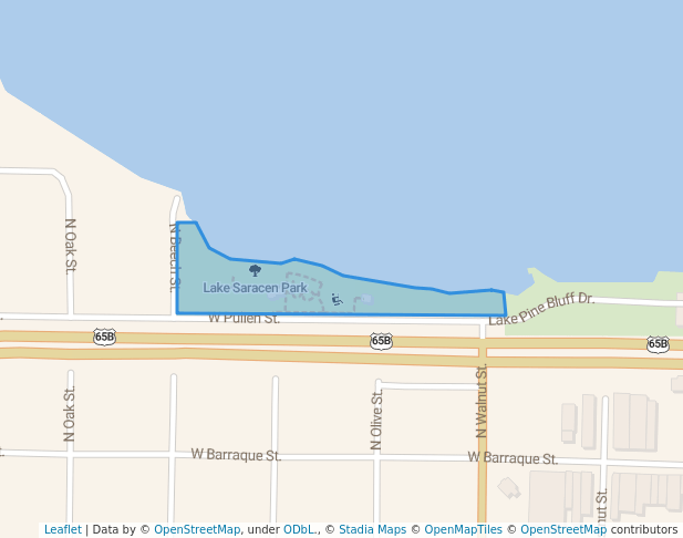 walking in Lake Saracen Park map in Pine Bluff