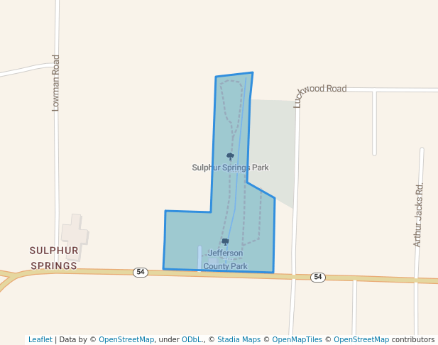 walking in Sulphur Springs Park map in Pine Bluff