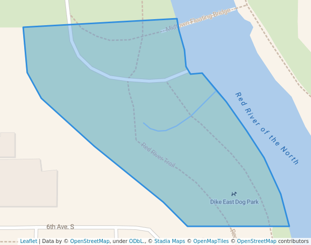 walking in South Riverfront Park map in Fargo