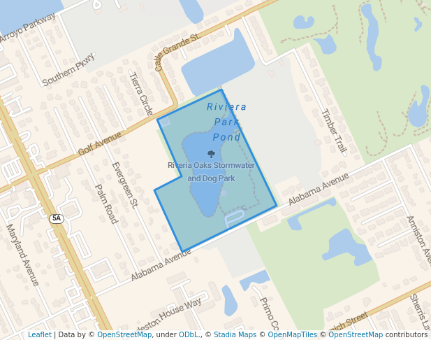 walking in Riveria Oaks Stormwater and Dog Park map in Holly Hill