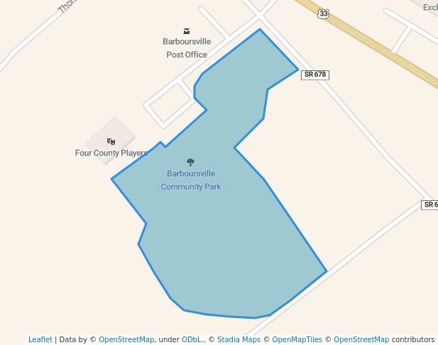 walking in Barboursville Community Park map in Barboursville