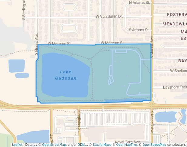 walking in Gadsden Park map in Tampa