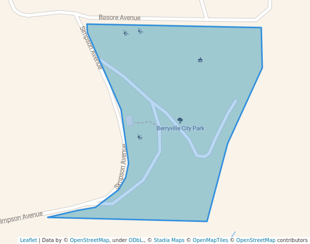 walking in Berryville City Park map in Berryville