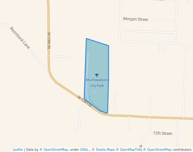 walking in Murfreesboro City Park map in Murfreesboro