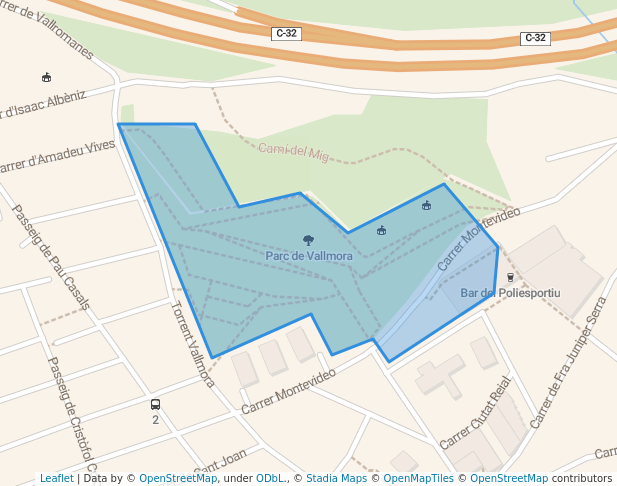 walking in Parc de Vallmora map in El Masnou