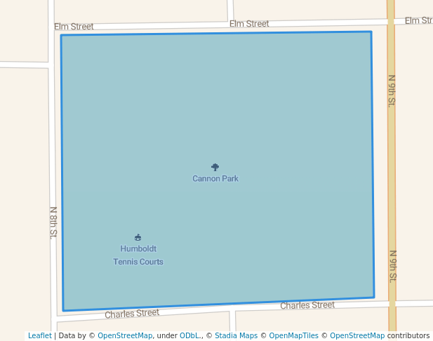 walking in Cannon Park map in Humboldt