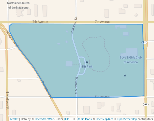 walking in Tift Park map in Albany