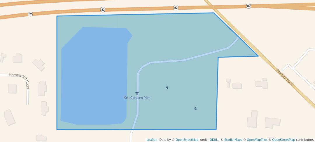 walking in Ken Gardens Park map in Albany