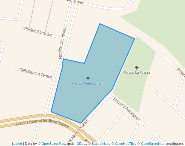 walking in Parque Verde Limon map in San Pedro Garza García