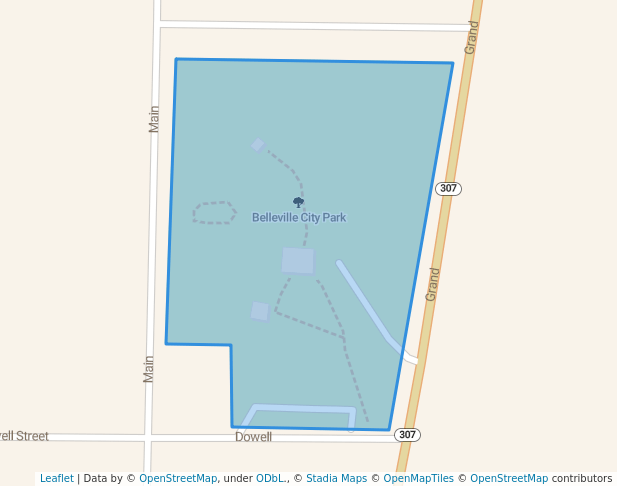 walking in Belleville City Park map in Belleville