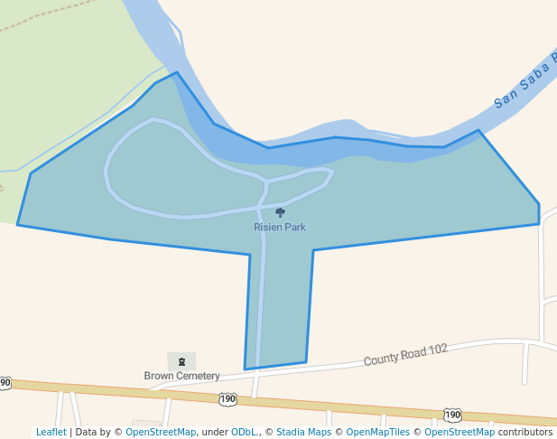 walking in Risien Park map in San Saba