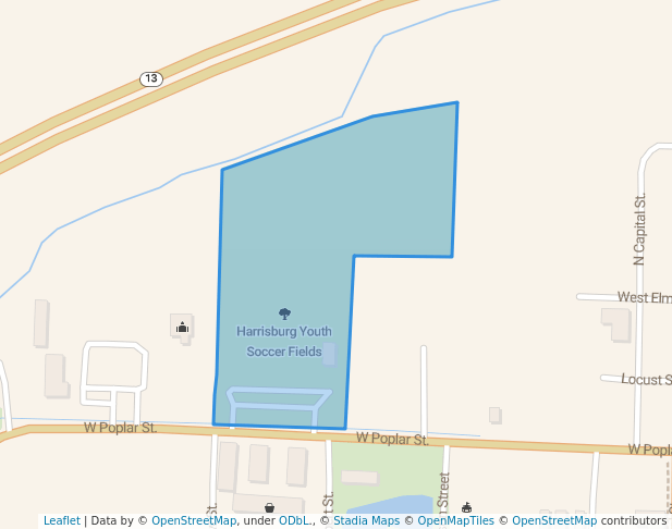 walking in Harrisburg Youth Soccer Fields map in Harrisburg