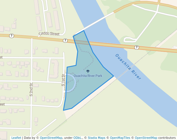 walking in Ouachita River Park map in Arkadelphia