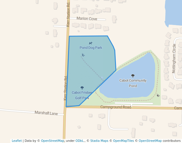 walking in Cabot Frisbee Golf Park map in Cabot