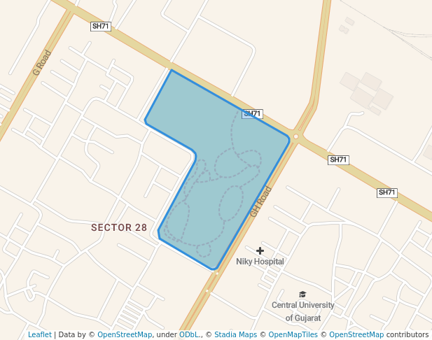 walking in Sector 28 Garden map in Gandhinagar