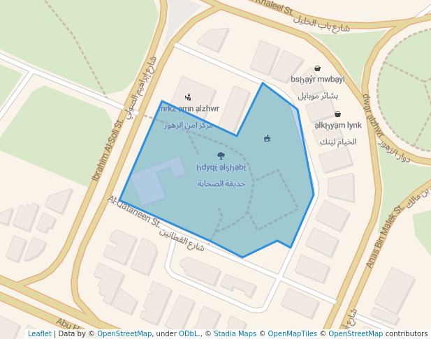 walking in حديقة الصحابة map in Amman