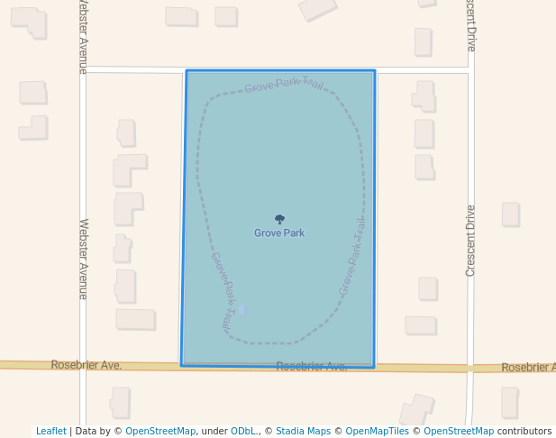 walking in Grove Park map in Albany