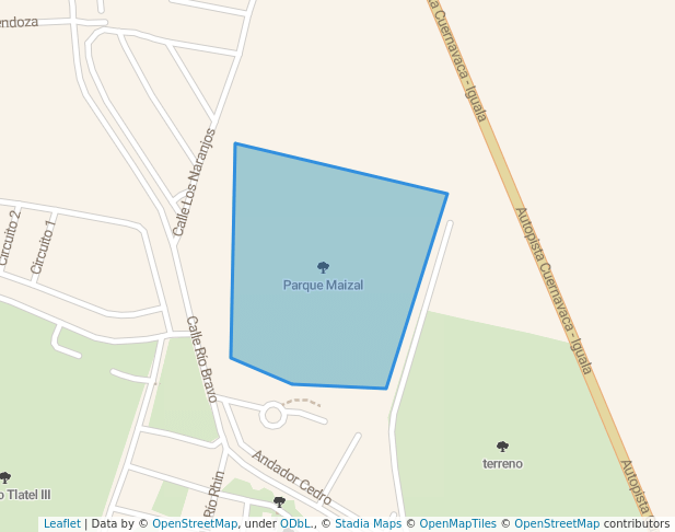 walking in Parque Maizal map in Iguala de la Independencia