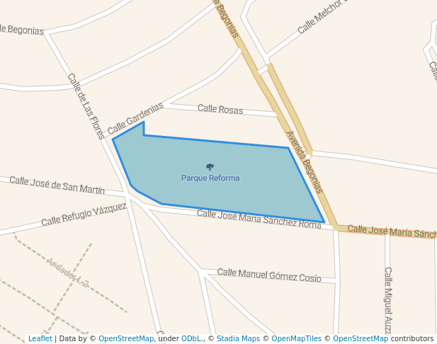 walking in Parque Reforma map in Zacatecas