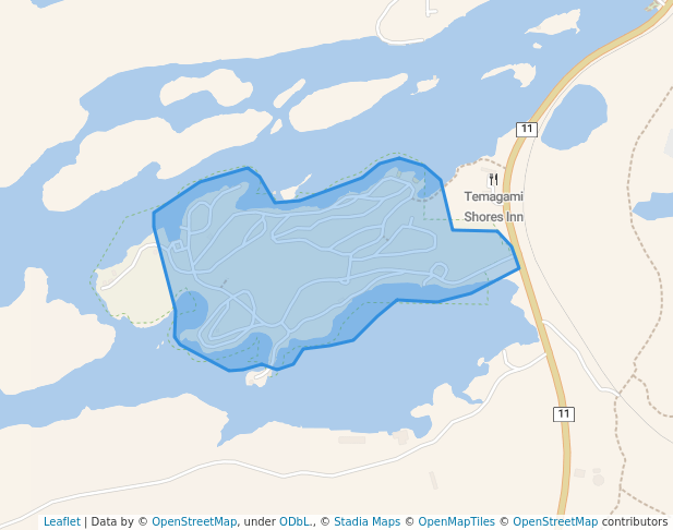 walking in Finlayson Point Provincial Park map in Temagami