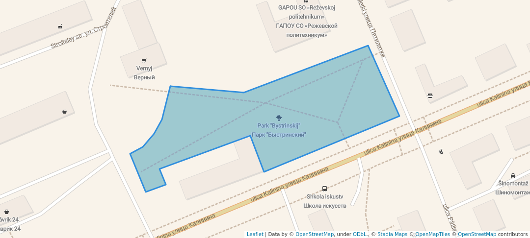 walking in Парк "Быстринский" map in Строителей Городок