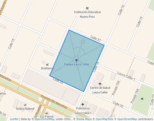 walking in Parque Laura Caller map in Los Olivos