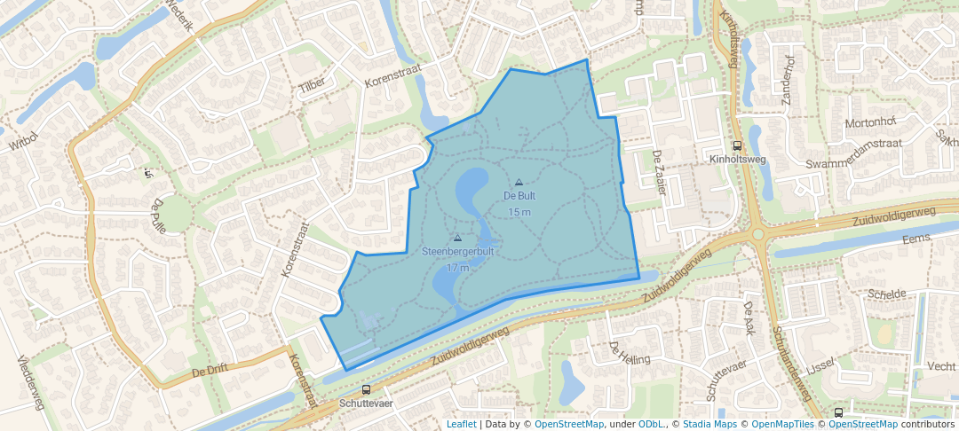 walking in Steenbergerpark map in Hoogeveen