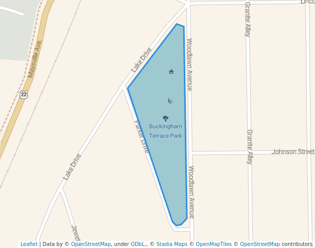 walking in Buckingham Terrace Park map in Zanesville