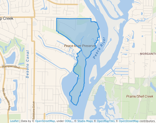 walking in Peace River Preserve map in PT CHARLOTTE