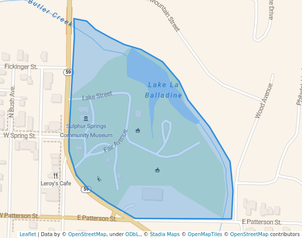 walking in Sulphur Springs City Park map in Sulphur Springs