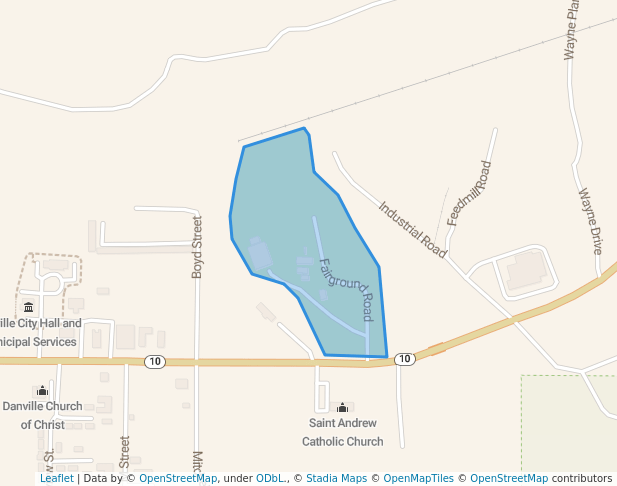 walking in Yell County Fairgrounds map in Danville