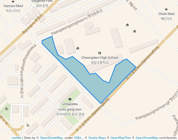 walking in Namsan Park map in Pyeongtaek