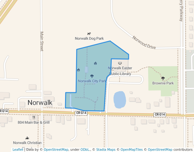 walking in Norwalk City Park map in Norwalk