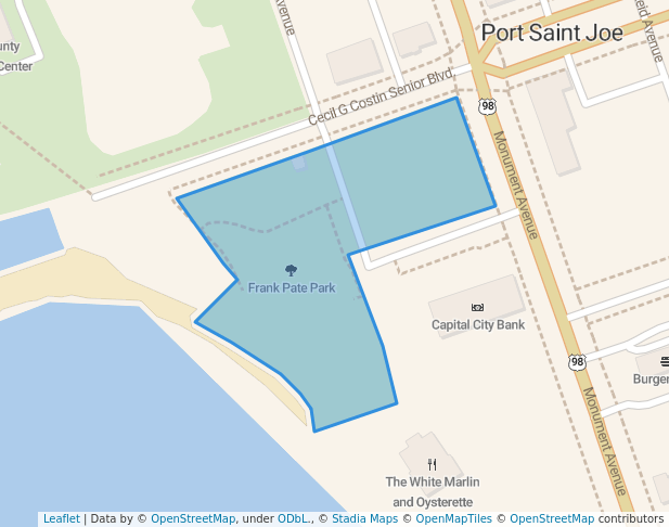 walking in Frank Pate Park map in Port St. Joe